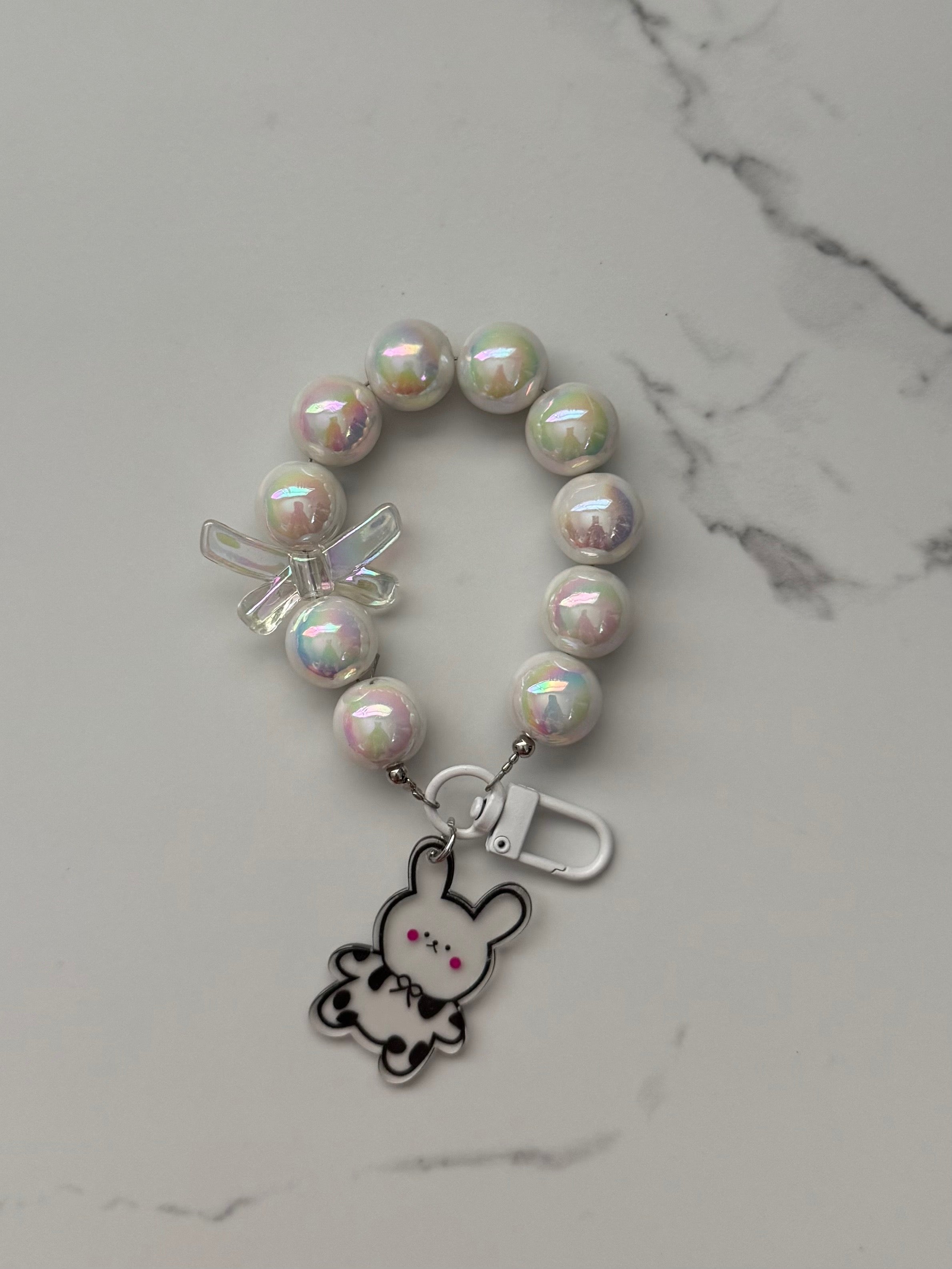 Beaded Animal & Bow Keychain 🧸
