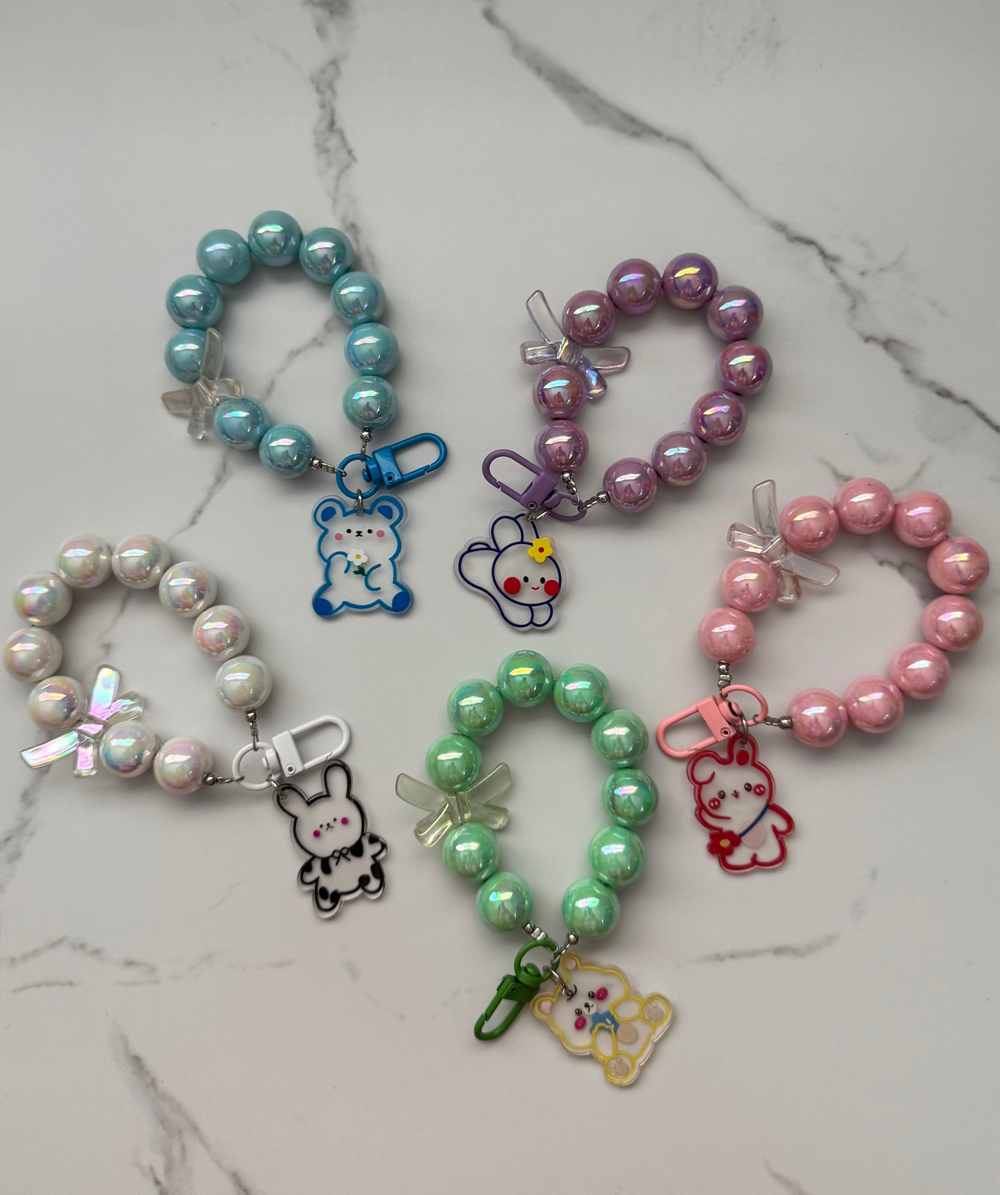 Beaded Animal & Bow Keychain 🧸